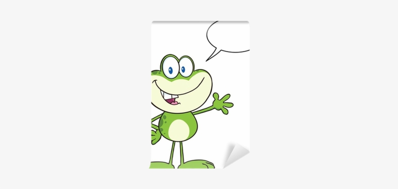 Cute Frog Character Waving For Greeting With Speech - Love Frogs Pillow Case, transparent png #192827