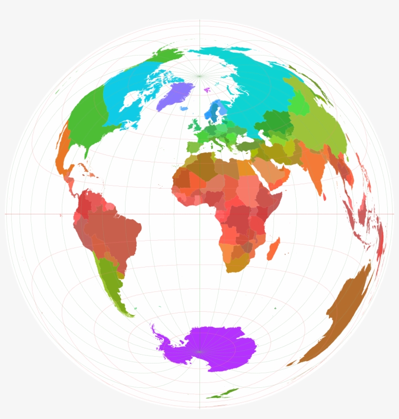 World Borders Lamb Azi - Mollweide Projection Map With Borders, transparent png #192874