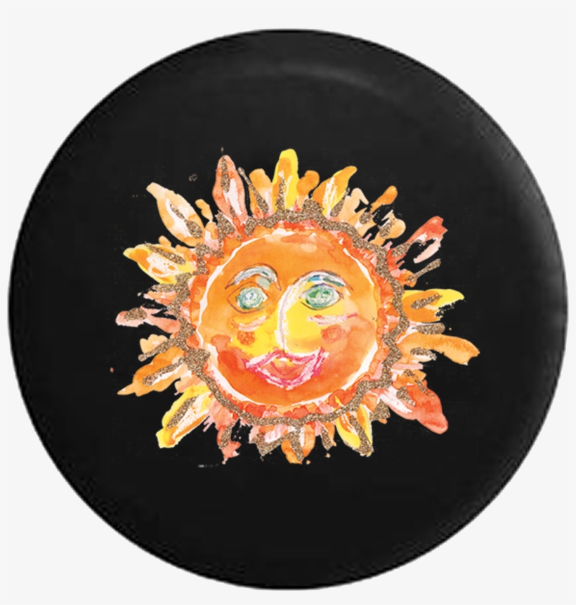 Watercolors Smiling Sunshine Jeep Camper Spare Tire - Watercolors Smiling Sunshine Spare Tire Cover Black, transparent png #193972