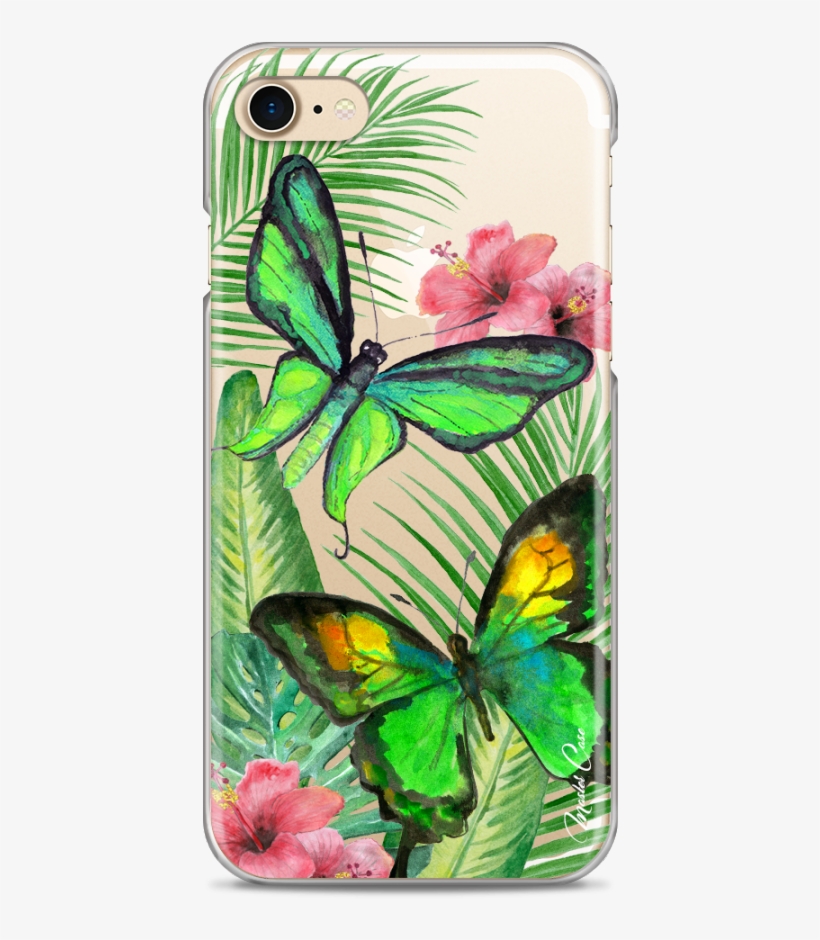 Coque Iphone 7/8 Green Watercolor Butterflies - Iphone 6s, transparent png #194856