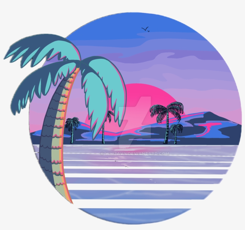 Vaporwave Beach - Vaporwave Palm Trees Png, transparent png #195099