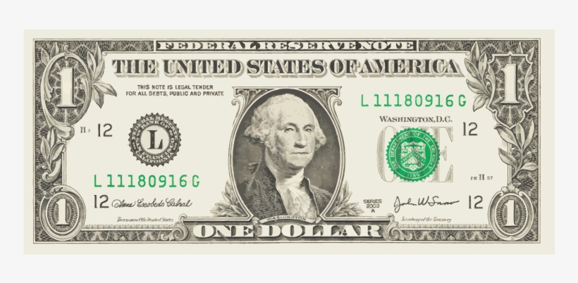 Dollar Vector One - Transparent One Dollar Bill Clipart, transparent png #195635