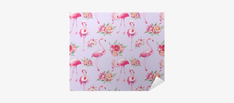 Watercolor Flamingo And Flowers Seamless Pattern - Wallpaper, transparent png #195821