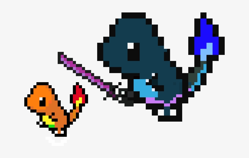 Blue Fire Charmander - Pixel Art Pokemon Charmander, transparent png #196005