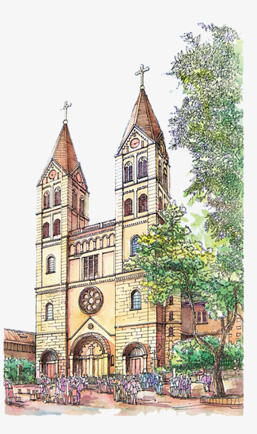 Catholic Drawing Parish Church - Watercolor Church Png, transparent png #196649