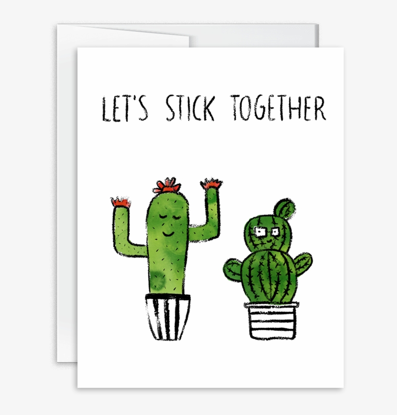 Let's Stick Together Watercolor Cactus Greeting Card - Cactus Let's Stick Together, transparent png #197429