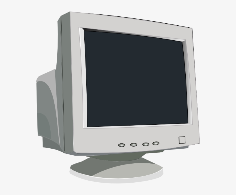 Free Vector Crt Tube Monitor Clip Art - Monitor Clipart Black And White, transparent png #198036