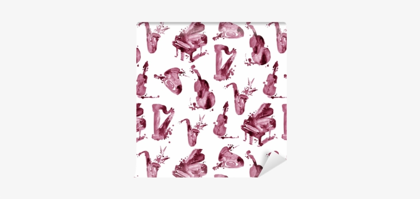 Decorative Watercolor Splash Music Seamless Pattern - ジャズピアノはじめよう! 自由現代社, transparent png #199297