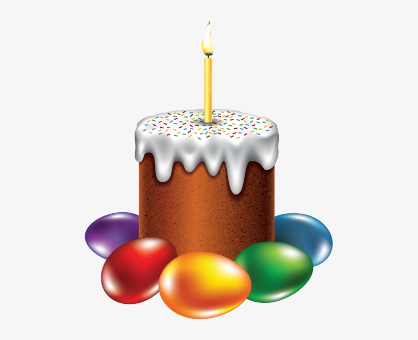 Easter Bread With Eggs And Candle Png Clipart Picture - Easter Cake Clip Art, transparent png #199733