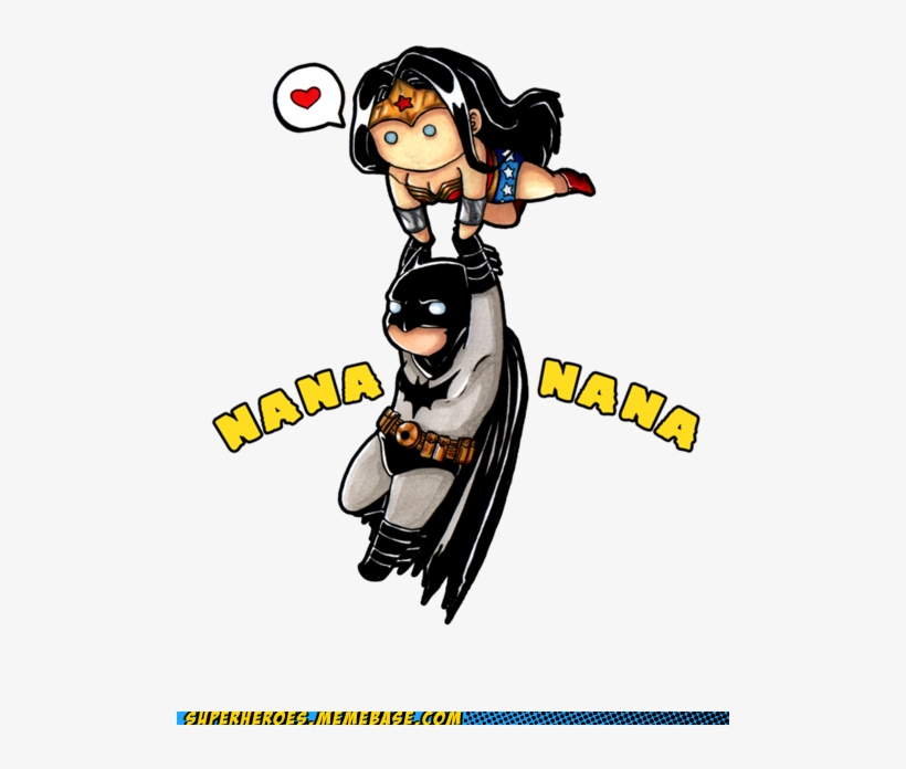 Wonder Woman And Batman <3 These Little Cartoons Are - Wonder Woman Carrying Batman, transparent png #1901428