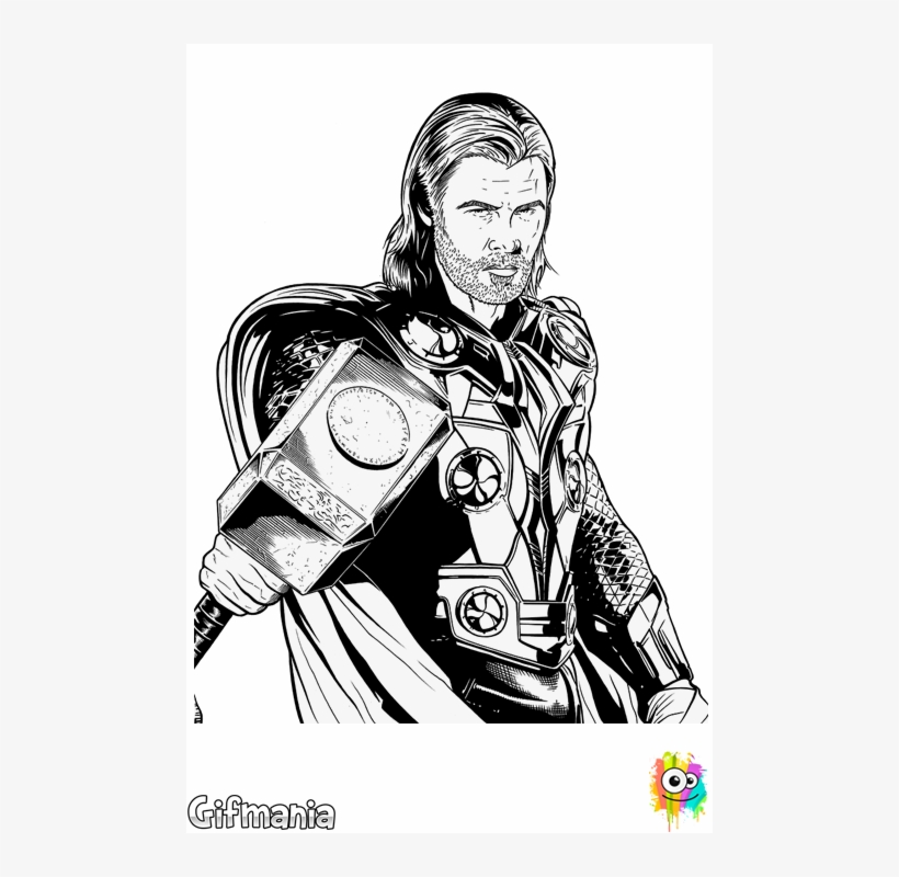 You Can Color Thor In The Dark World - Dibujo Thor Para Colorear - Free  Transparent PNG Download - PNGkey