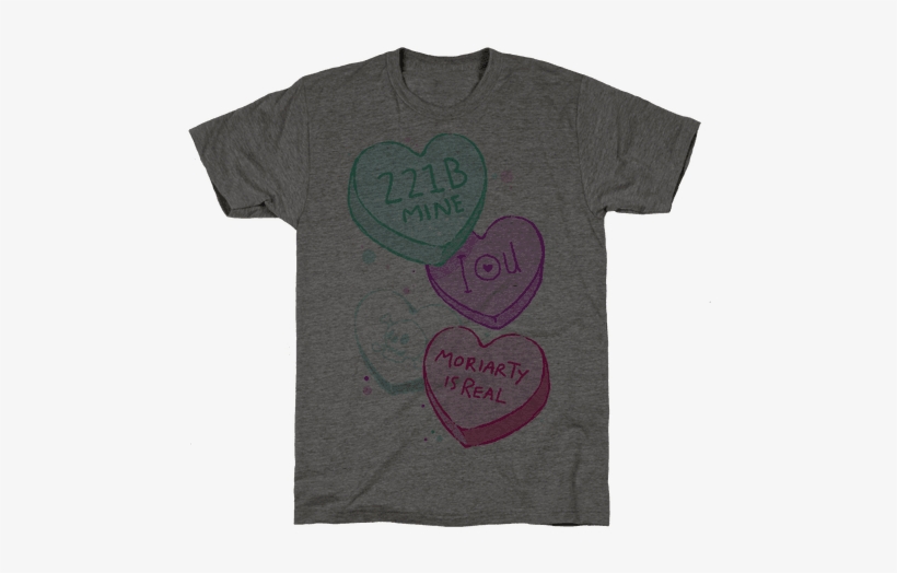 Sherlock Valentines Candy Hearts Mens T-shirt - T-shirt, transparent png #1901730