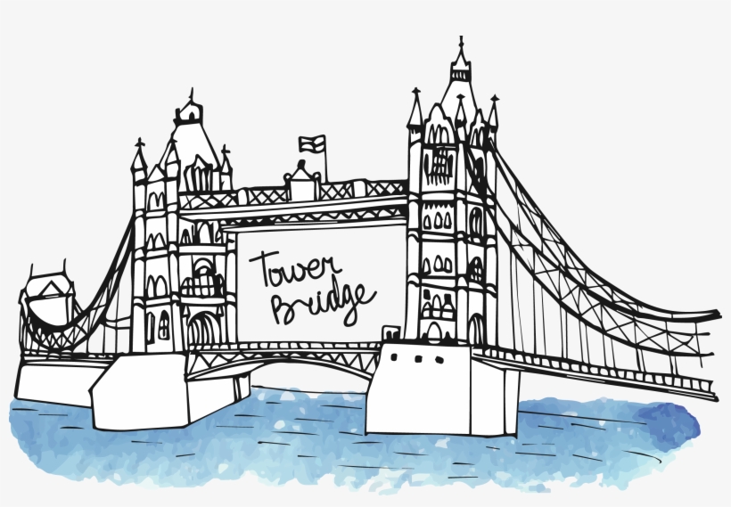 Big Ben Landmark Monument Drawing - Tower Bridge Drawing, transparent png #1901828