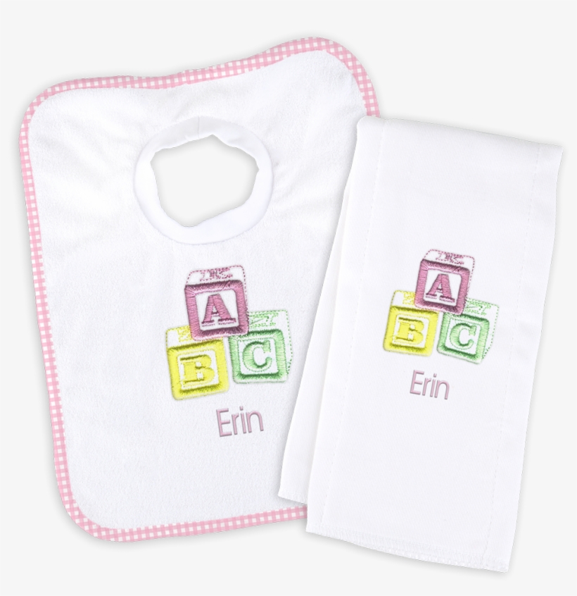 Personalized Bib And Burp Cloth Set With Abc Pastel - Textile, transparent png #1902571