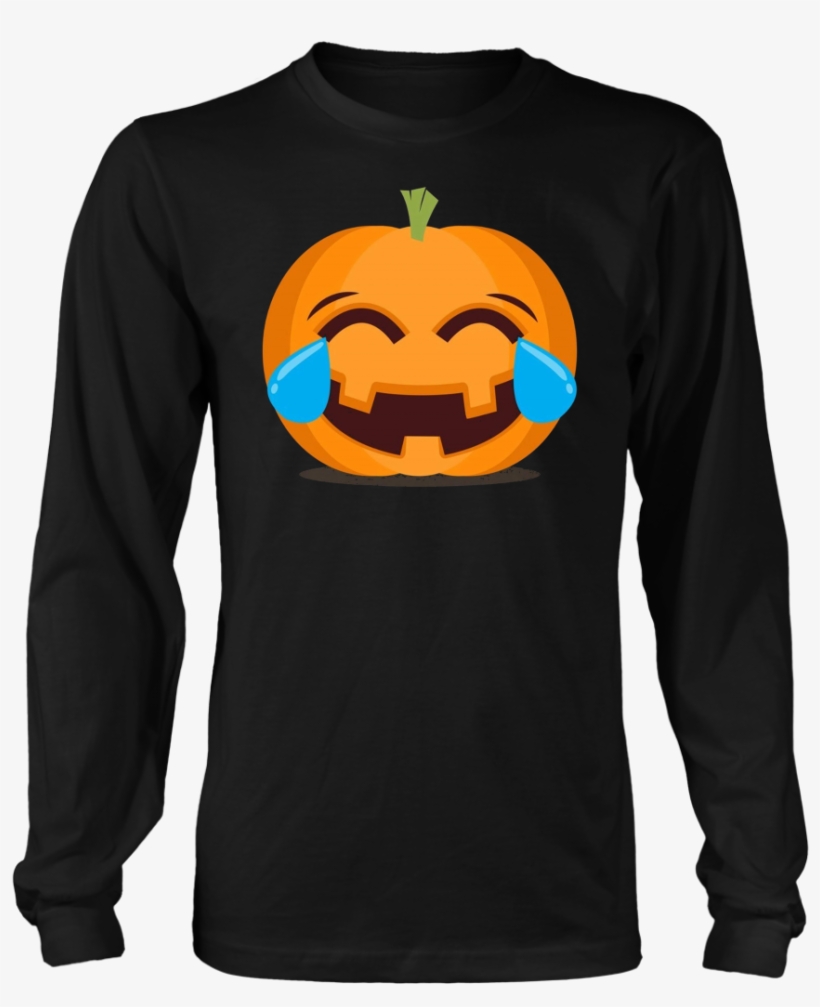 Happy Halloween Emoji Pumpkin Tears Of Joy T-shirt - T-shirt, transparent png #1903876