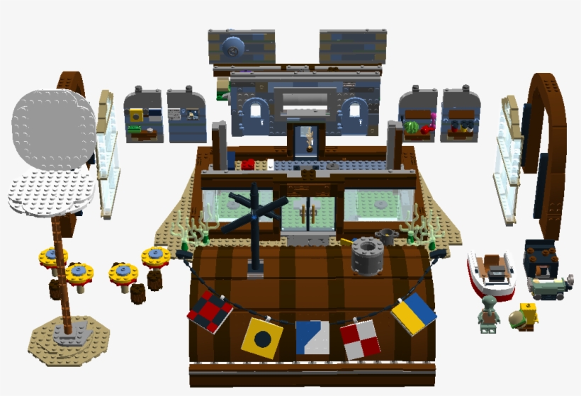And A Handful Of Play Features Such As A Collapsing - Lego Krusty Krab Moc, transparent png #1905340