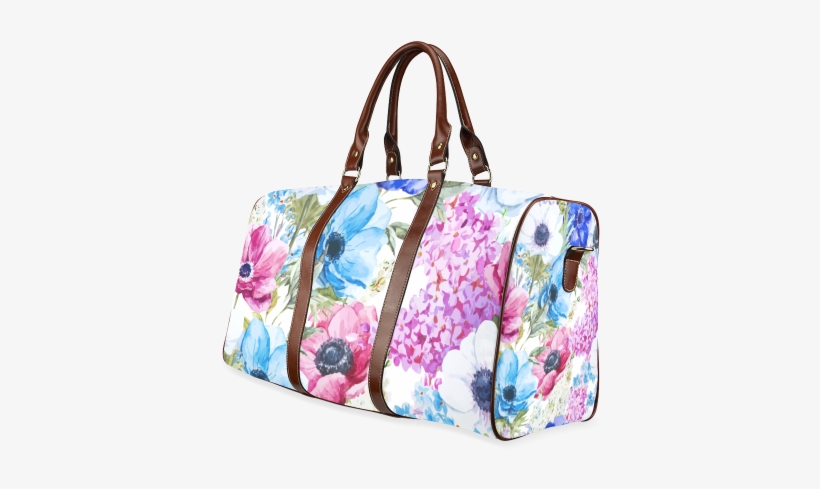 Watercolor Floral Pattern Waterproof Travel Bag/large - Lancheira Térmica Primavera - 20x15x13cm - Dom Gato, transparent png #1906606