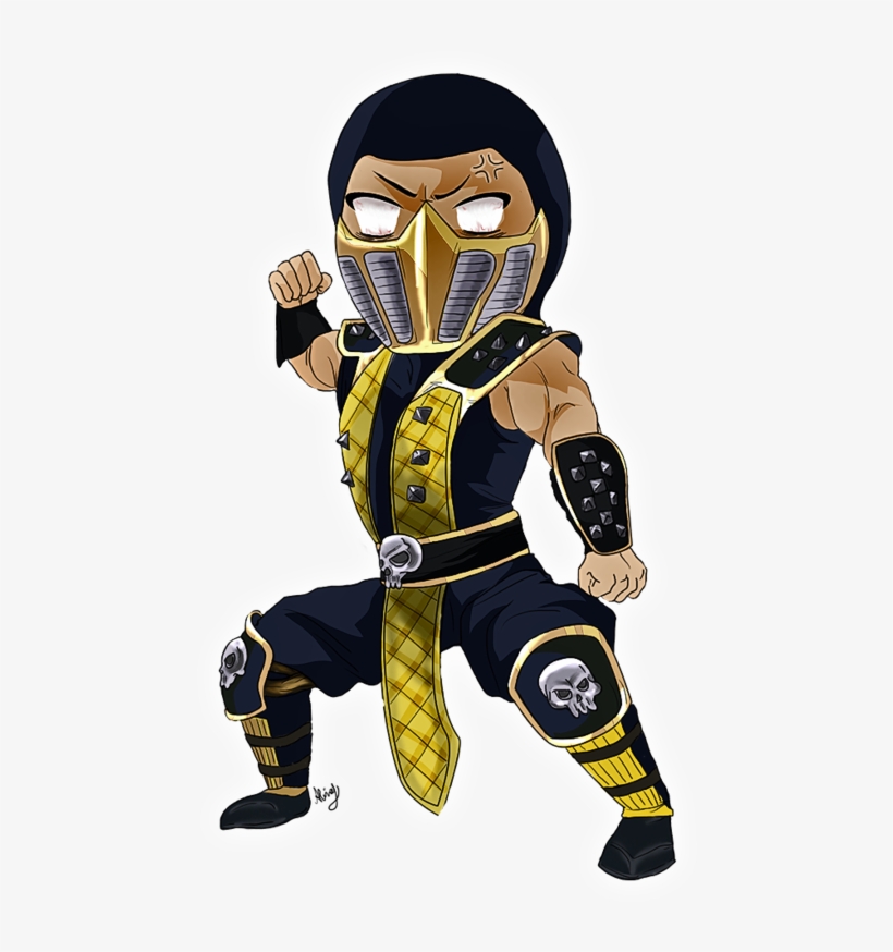 Scorpion's Lair - Scorpion From Mortal Kombat Chibi, transparent png #1911084