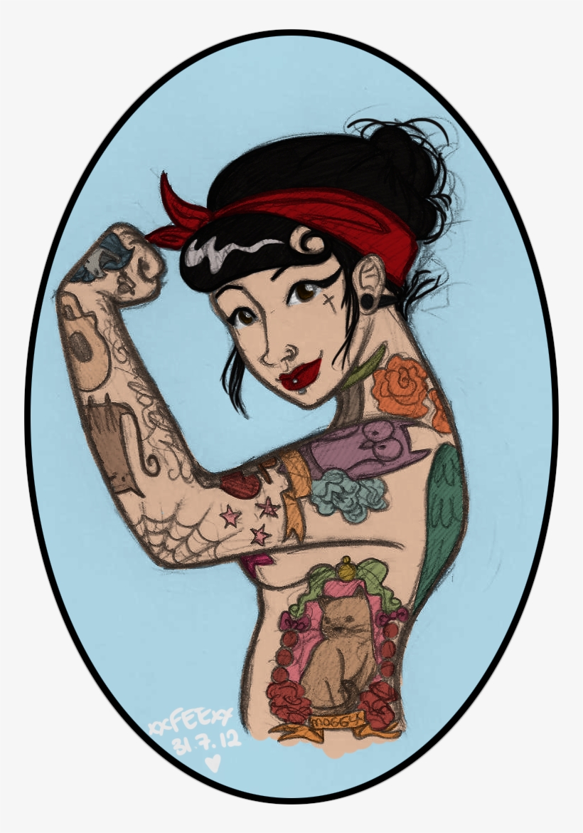 Images For > Rosie The Riveter Tattoo - Draw Rosie The Riveteer, transparent png #1911254