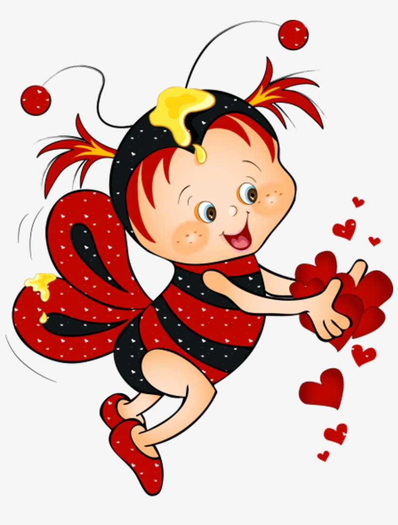 Bee Clipart Valentine - Honey Bee Cartoon Love, transparent png #1912613