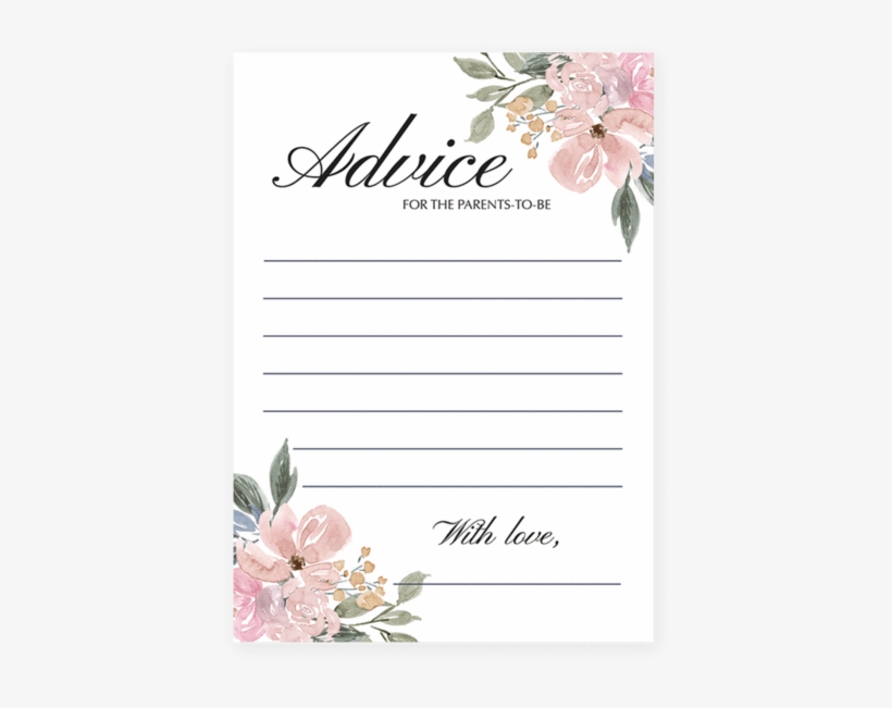 Neutral Baby Shower Game Advice For The Parents To - Baby Shower Advice Cards With Flowers, transparent png #1913075
