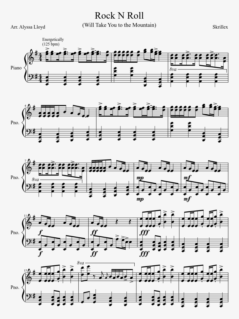 Rock N Roll Sheet Music Composed By Skrillex 1 Of 3 - Ellie Goulding Beating Heart Sheet Music, transparent png #1914852