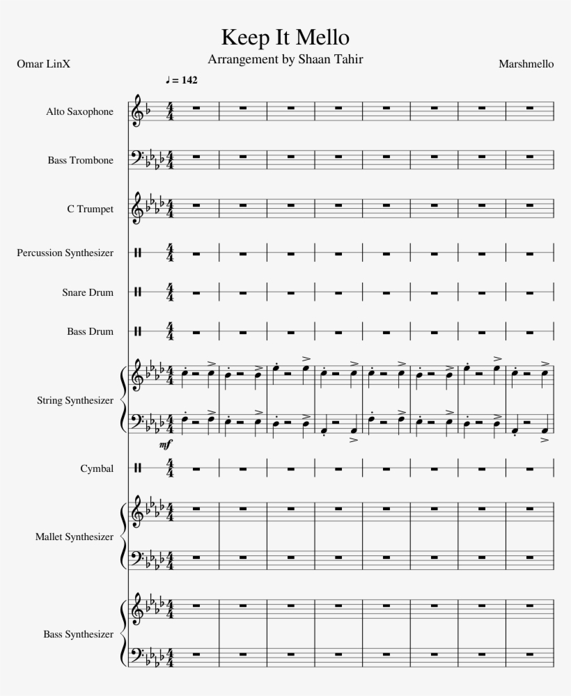 Keep It Mello Sheet Music Composed By Marshmello 1 - Document, transparent png #1916142