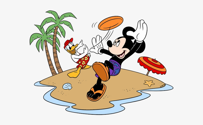Donald Duck With Micky Enjoying - Donald Duck On The Beach, transparent png #1917168