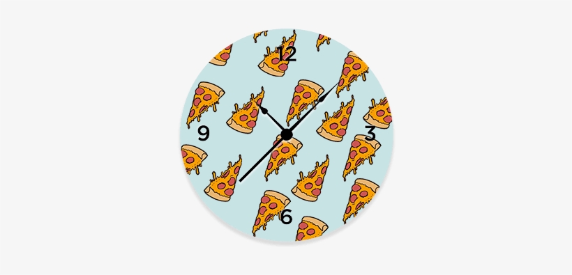 Pizza Emoji Patter Round Wall Clock - Pizza, transparent png #1921930