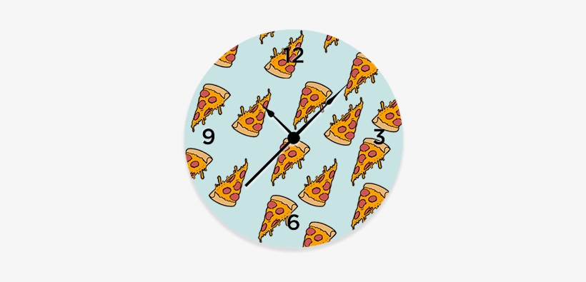 Pizza Emoji Patter Round Wall Clock - Pizza, transparent png #1921930