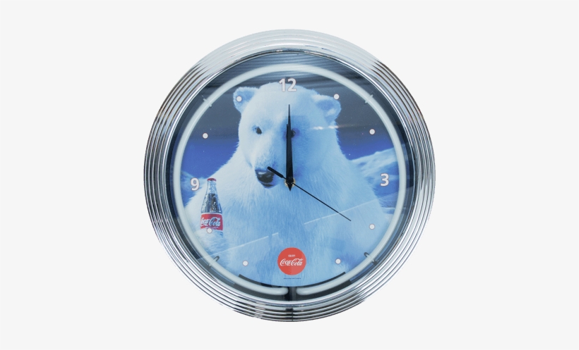 Coca-cola Neon Polar Bear Clock - Coca-cola Polar Bear Neon Wall Clock, transparent png #1922172