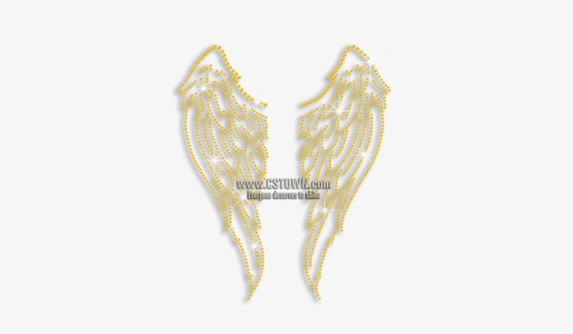 Gold Shimmery Wings Iron-on Rhinestone Transfer - Iron On Rhinestone Transfer, transparent png #1922567