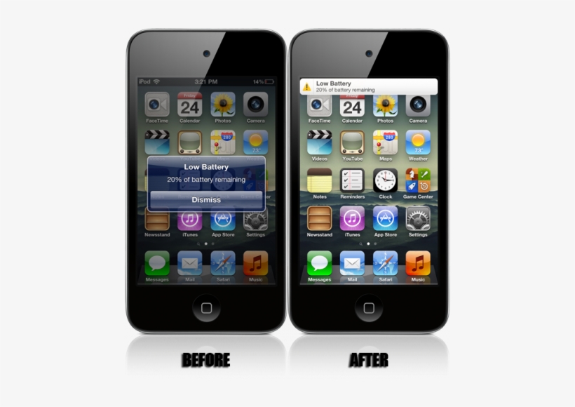 Lowpowerbanner Replaces Low Battery Alerts With Notification - Apple Ipod Touch 16gb Black (4th Generation) (certified, transparent png #1922892
