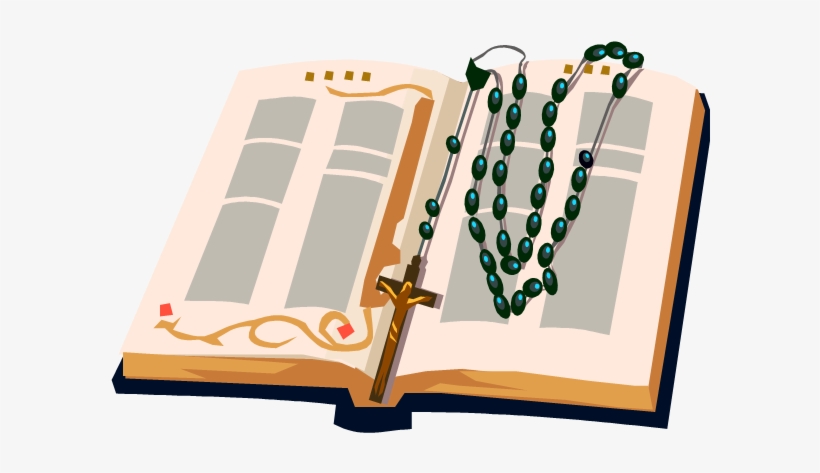 Catholic Rosary Coloring Pages Clipart - Rosary And Bible Clipart, transparent png #1923860