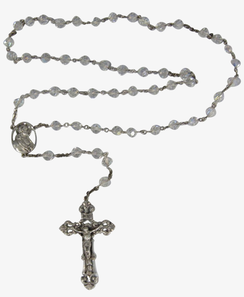 Vintage Italian Sterling Silver - Rosary Beads Transparent Background