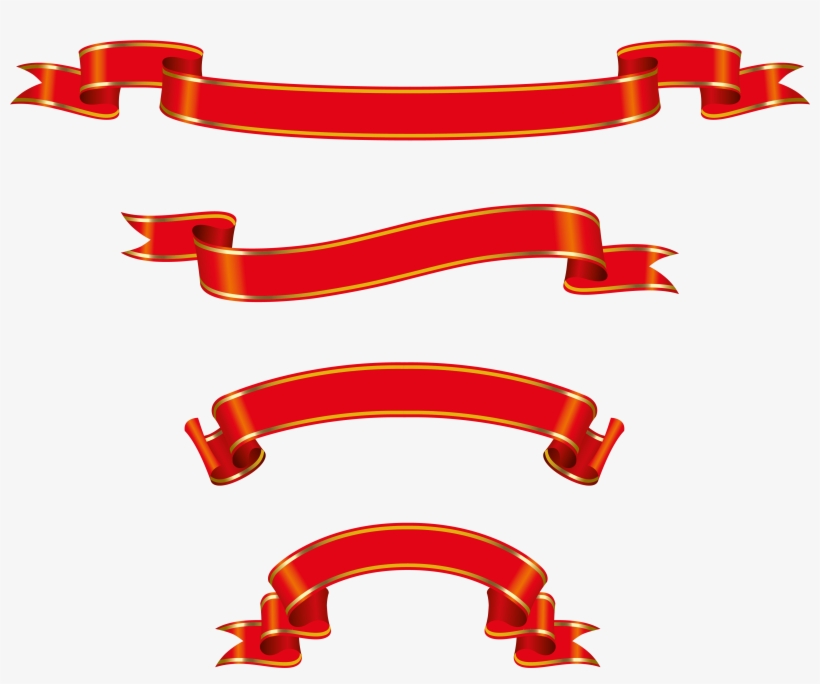 Red Ribbons Vectors Free Download - Red Ribbon Vector Free, transparent png #1924318