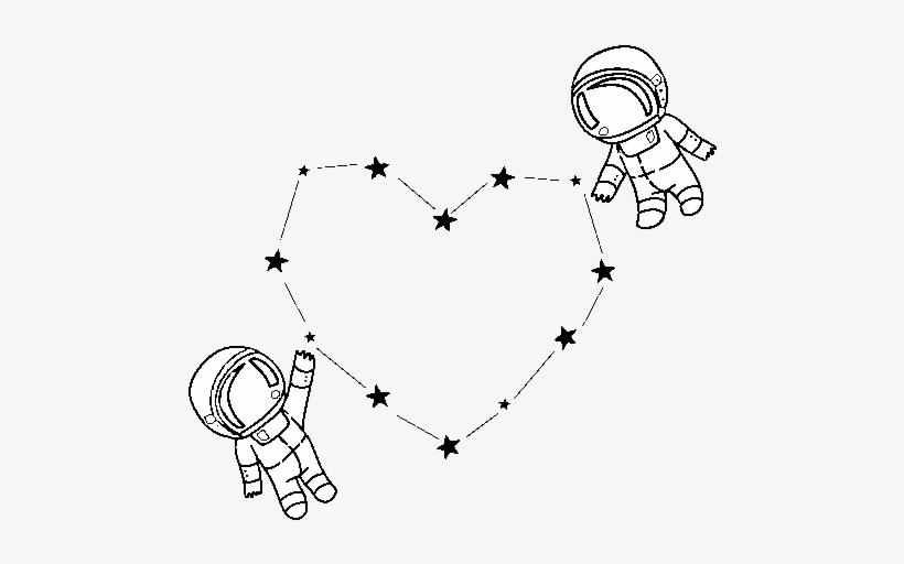 Dibujo De Amor En El Espacio Para Colorear - Dibujos De Dos Astronautas, transparent png #1926329