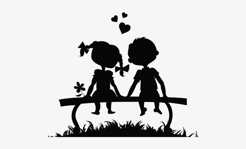 Niños Banco Amor - Boy And Girl Sitting On A Bench, transparent png #1926492