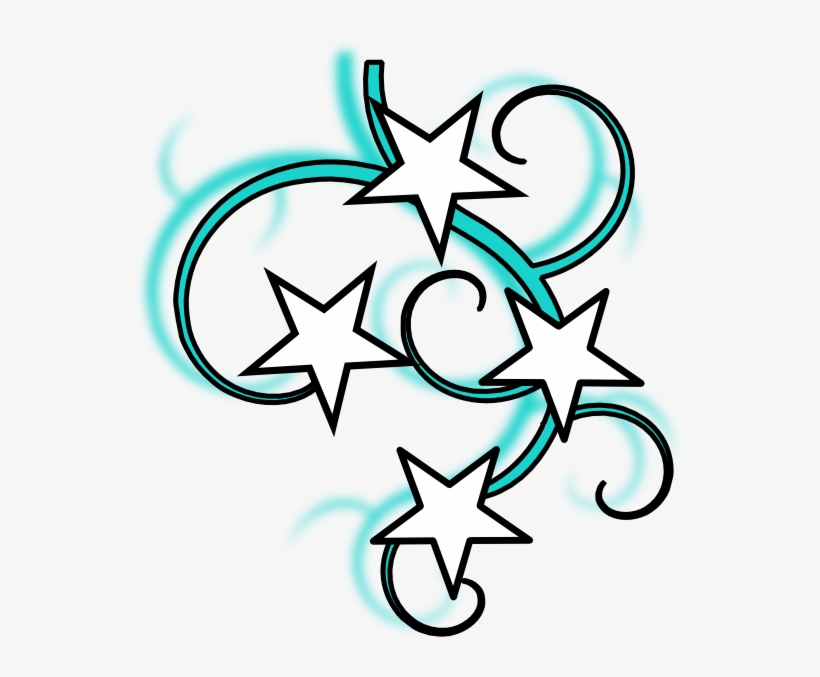 Decorative Swirl Dark Teal Clip Art At Clker - Clipart Black And White Swirl Star, transparent png #1926965