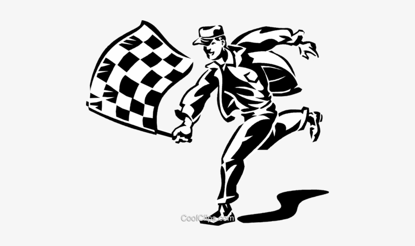 Man With A Checkered Flag Royalty Free Vector Clip - Bandiera A Scacchi Vettoriale, transparent png #1928277