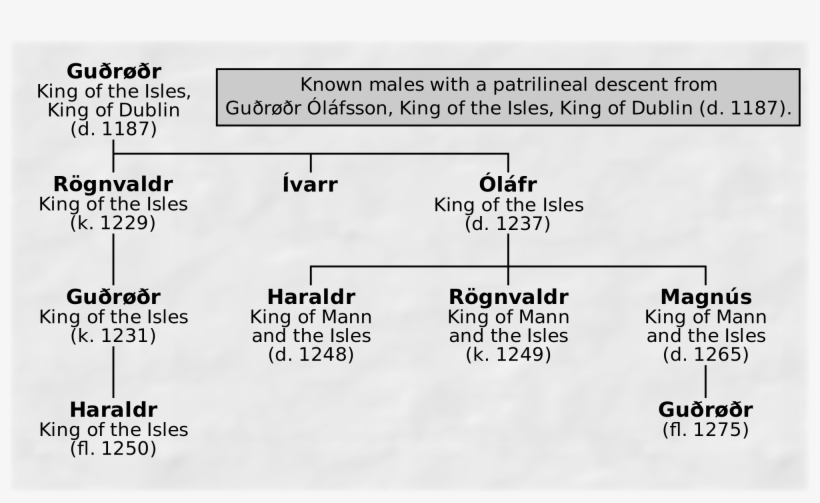 Male Patrilineal Descendants Of Guðrøðr Óláfsson - Kings Of Dublin Family Tree, transparent png #1929376