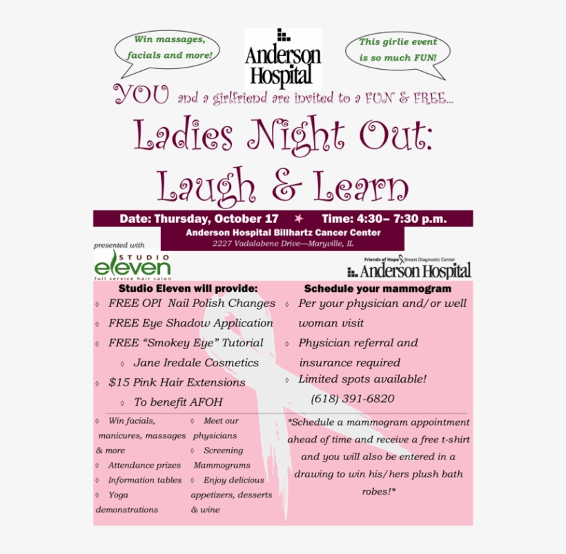 Join Us For Ladies Night Out At Anderson Hospital Billhartz - Shell Federal Credit Union, transparent png #1929644