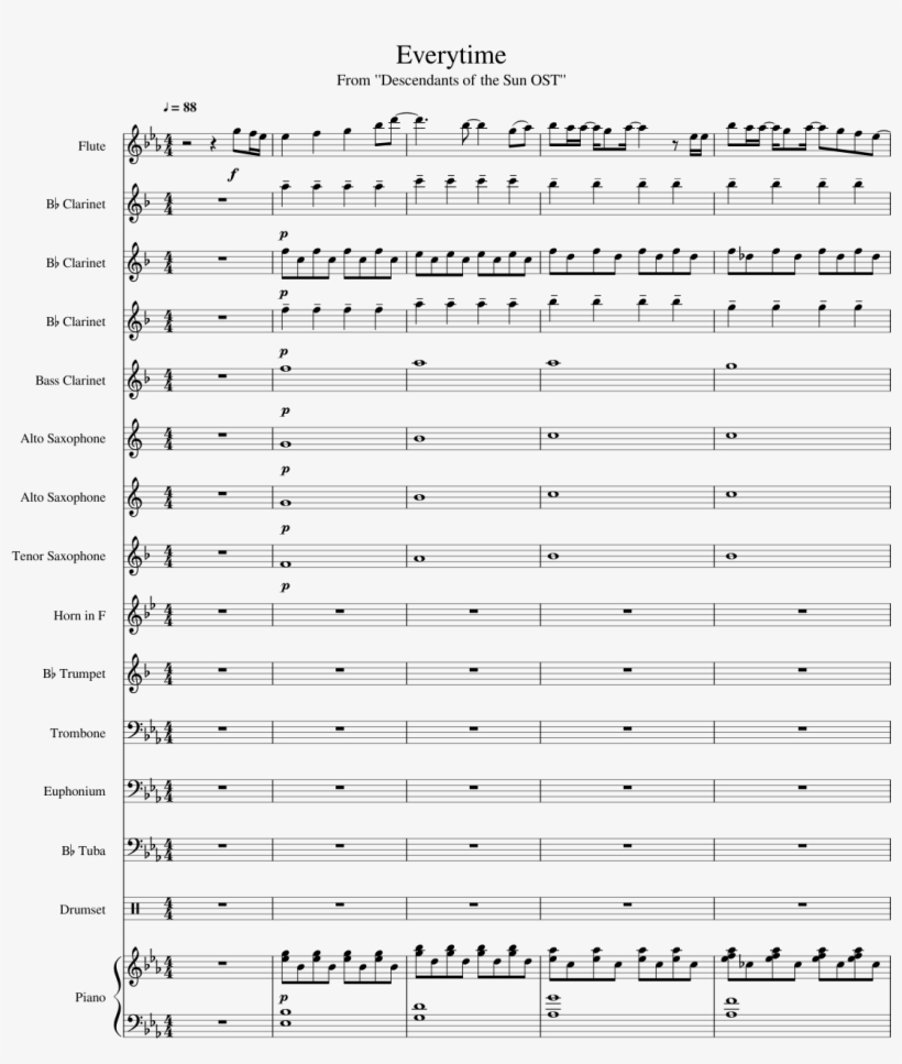Everytime Sheet Music 1 Of 15 Pages - Clarinet Descendants Songs, transparent png #1929667