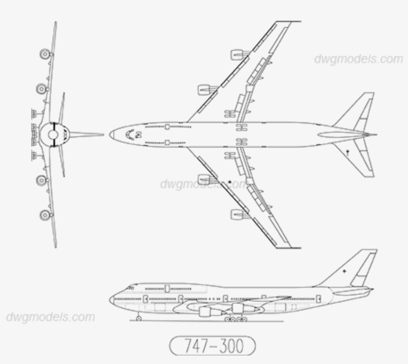 Drawing Airplane Boeing - Boeing 747 300 Drawing, transparent png #1930051