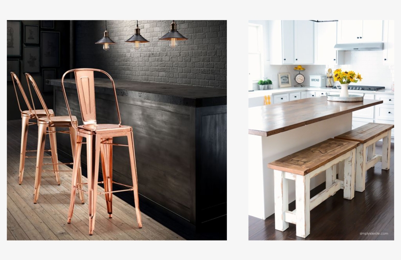 Rose Gold And Country Kitchen Counter Stools - Country Style Kitchen Island Ideas, transparent png #1931430