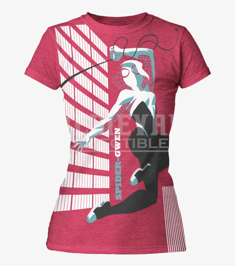 Womens Spider Gwen Michael Cho T Shirt - Baby-tee-spiderman-spider-gwen-cho-pink, transparent png #1931529