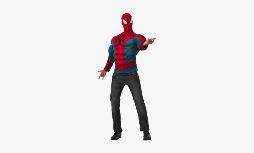 Adult Deluxe Spider-man Long Sleeve Costume Set, transparent png #1931840