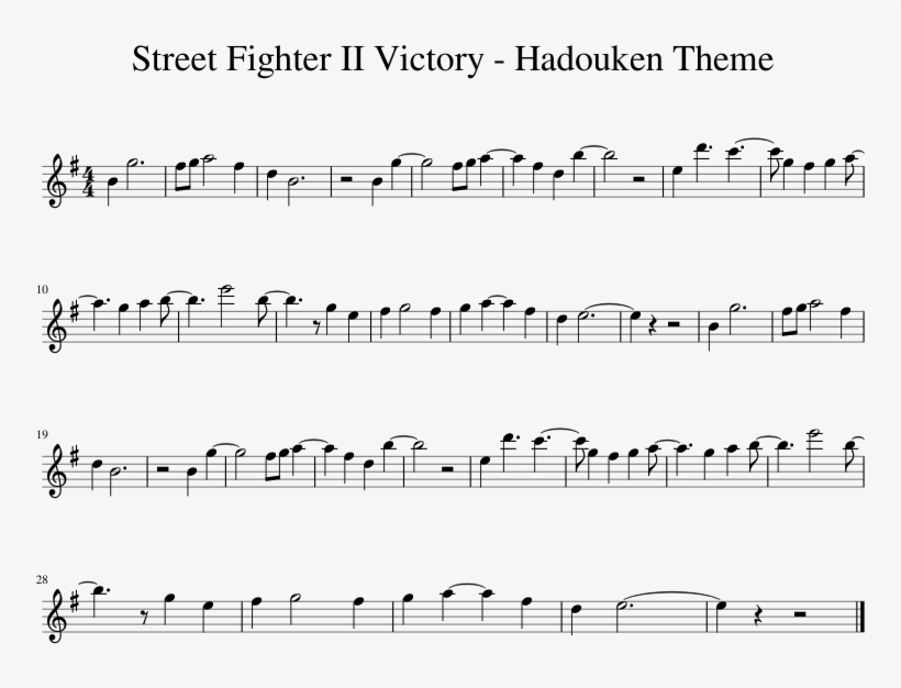 Street Fighter Ii Victory Hadouken Theme - Into The New World Sheet Music, transparent png #1932787