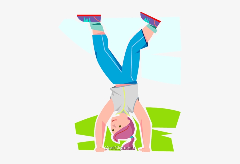 Girl Walking On Her Hands Royalty Free Vector Clip - Walking On Hands Clipart, transparent png #1933664