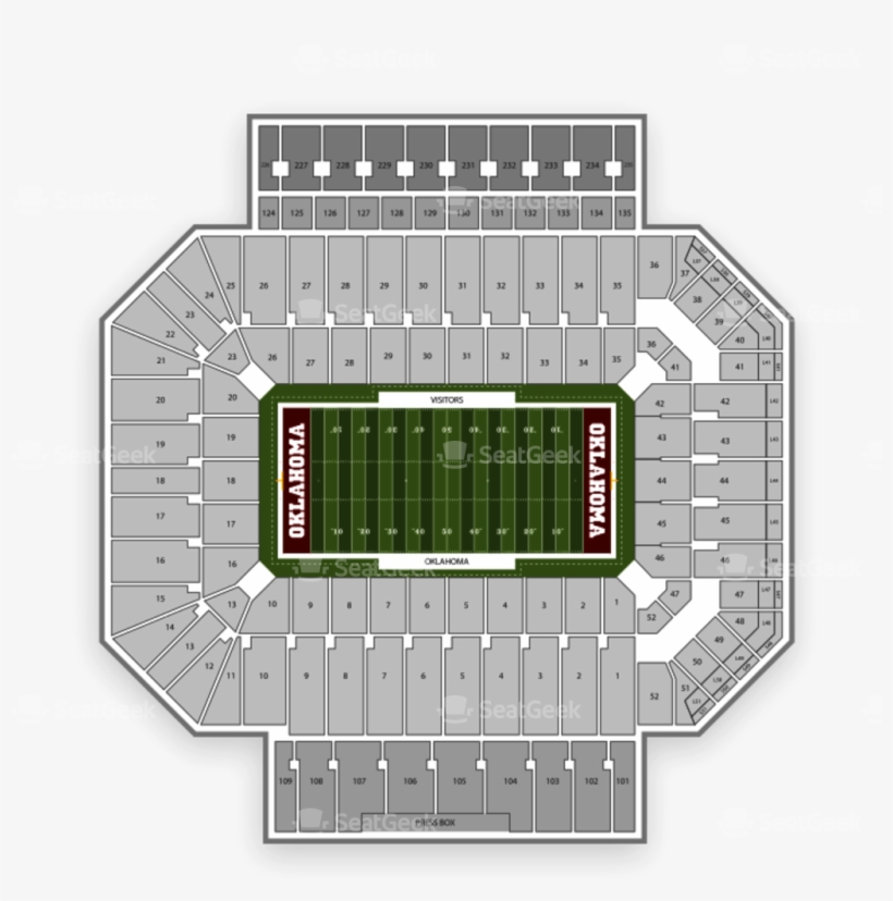Ou Football Stadium Seating Chart Images - Oklahoma Memorial Stadium Seating Chart, transparent png #1935523